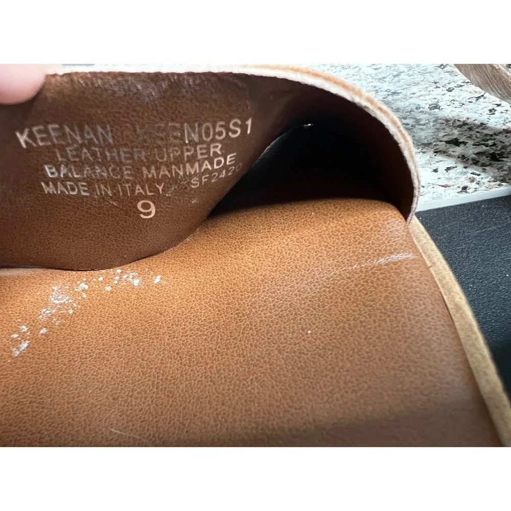 Steve‎ Madden Womens Cognac Brown Leather Platform Wedge Buckle Sandals Size 9